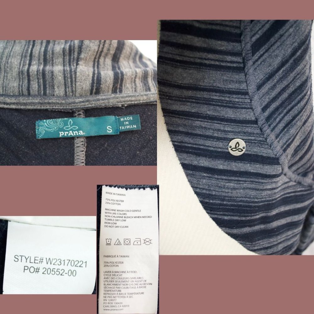 Prana Paradiso Cozy Cocoon Striped Grey and Black Cardigan - small - Picture 2 of 6